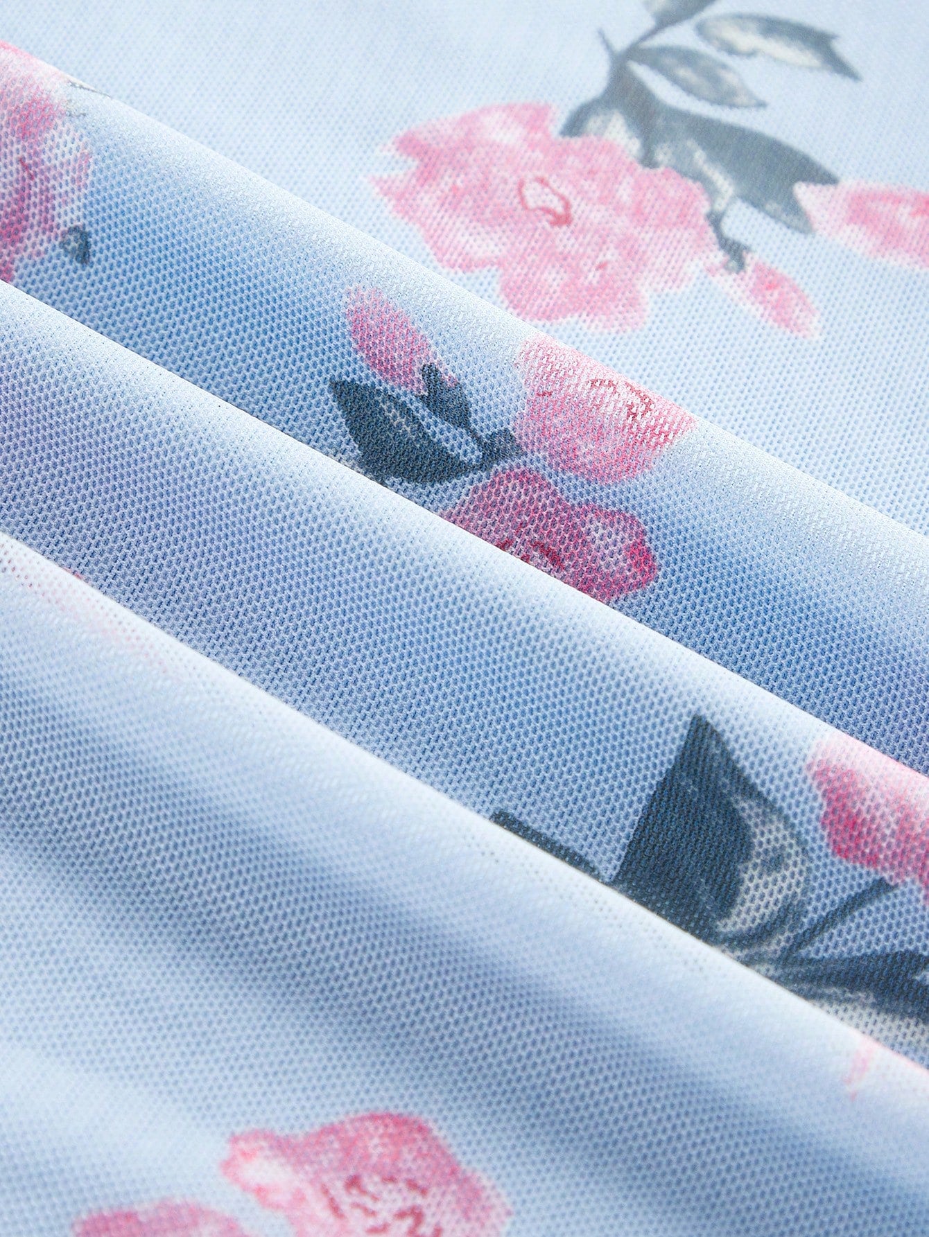 Floral Print Dress Baby Blue Color Single Piece Sleeveless Flared Hem Design For General Occasions