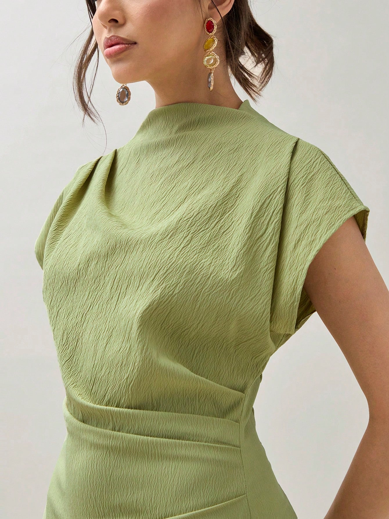 Women’s Woven Fabric Shirt, Long Sleeve Design, Wrinkle Texture, 1 Piece, For Daily Wear