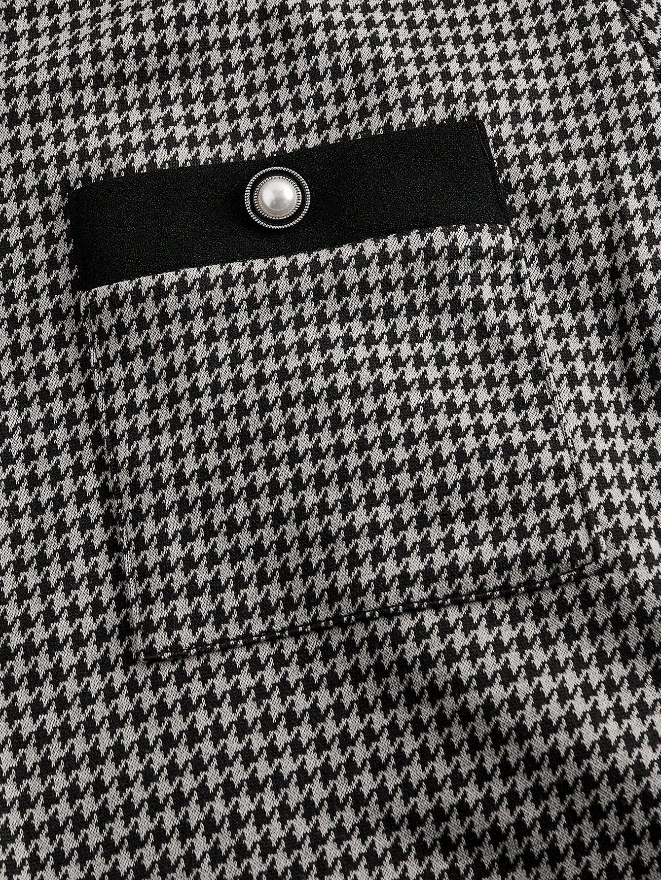 Plaid Pattern Mini Dress Black Color Single Piece Twist Collar Design For Casual Wear