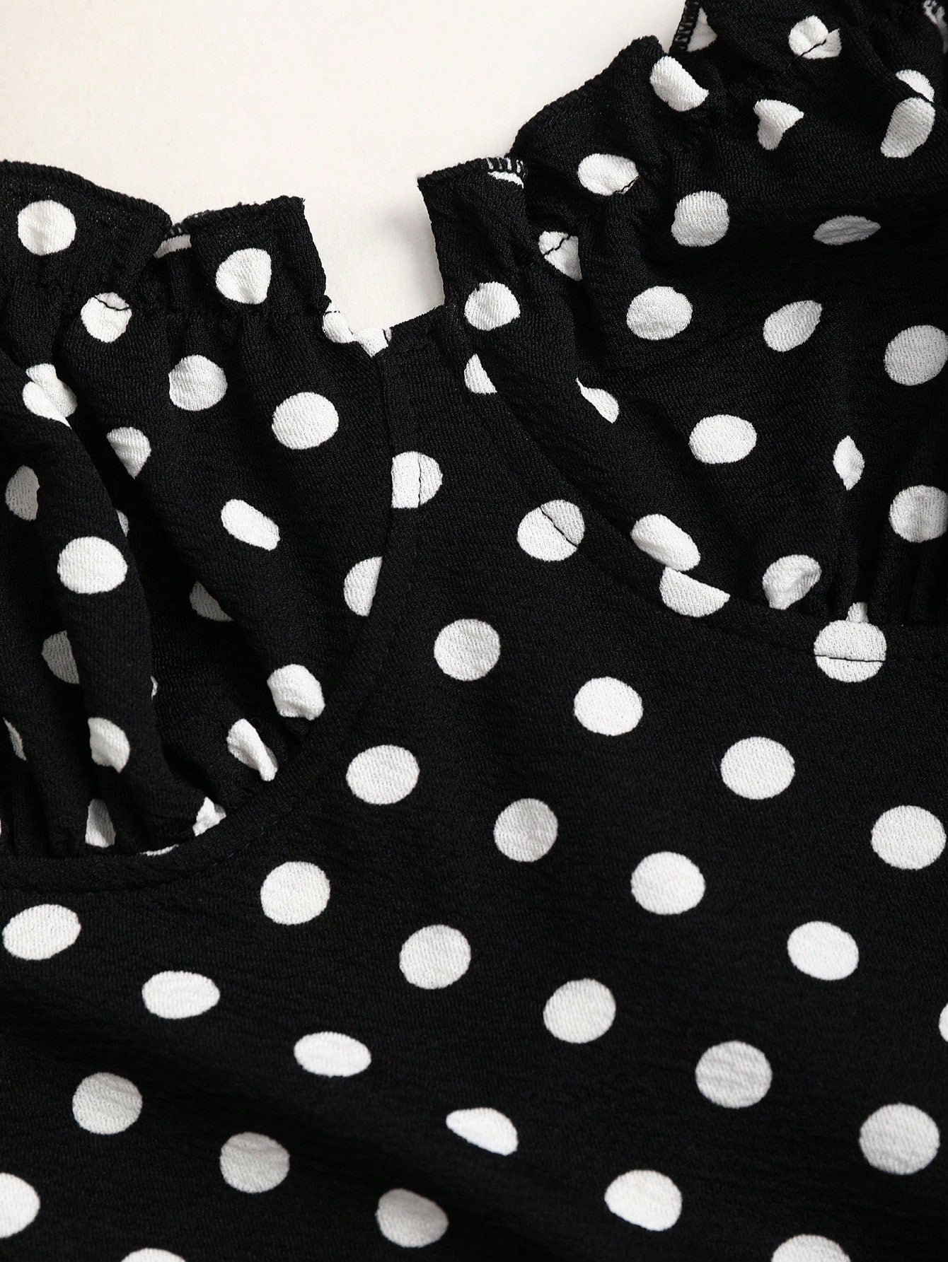 Polka Dot Pattern Dress Black and White Color Single Piece Sleeveless Strap Design For Casual Wear