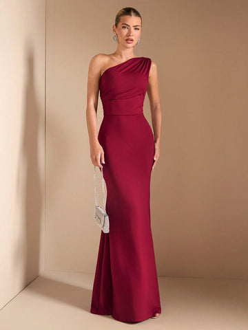 Asymmetric Neck Tied Spaghetti Strap Long Dress for Casual Outings and Evening Events