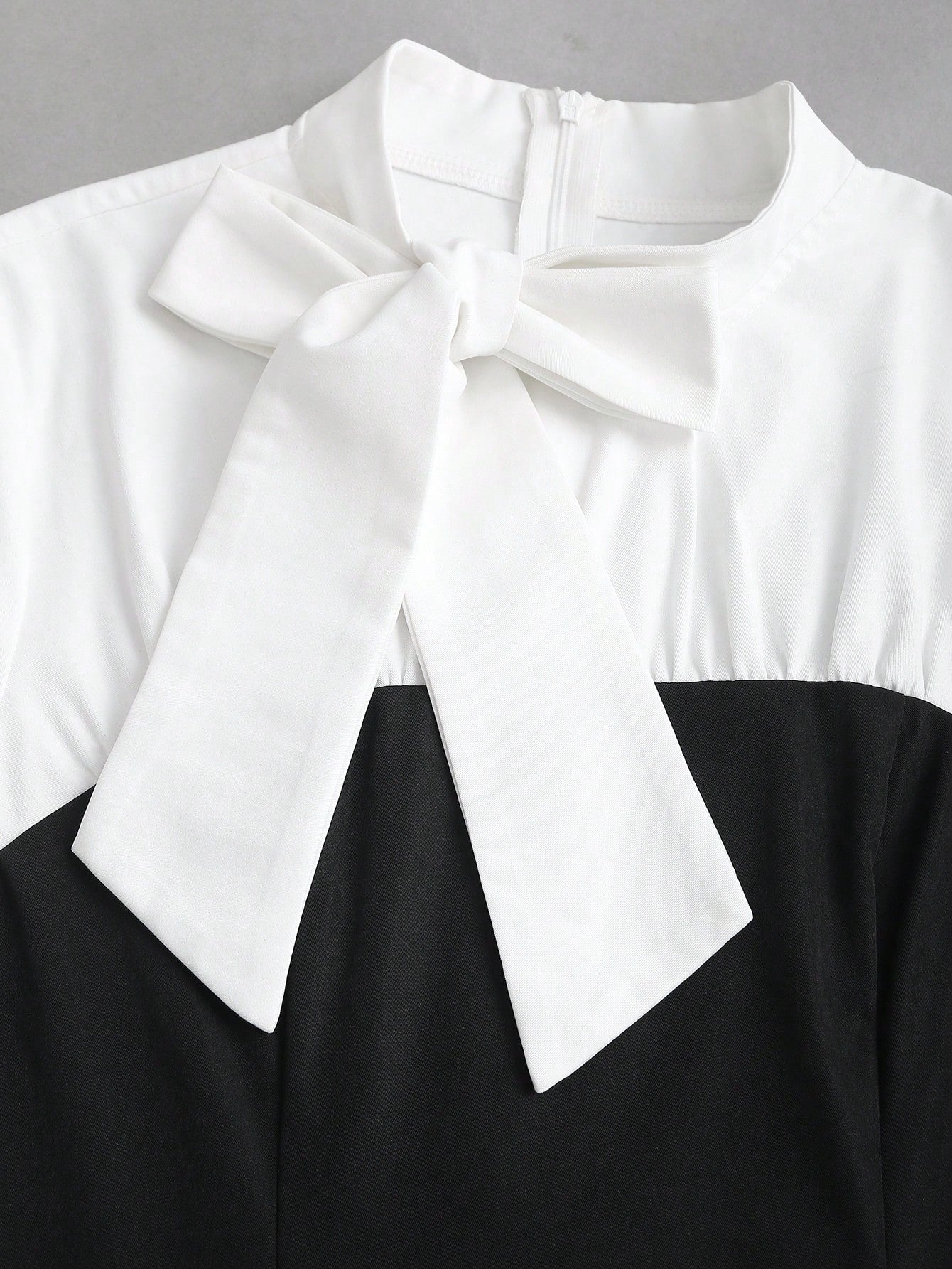 Women’s Woven Fabric Dress, Contrast Collar Design, Bow Detail, Pleated Hem Style, 1 Piece, For Commuting and Daily Wear