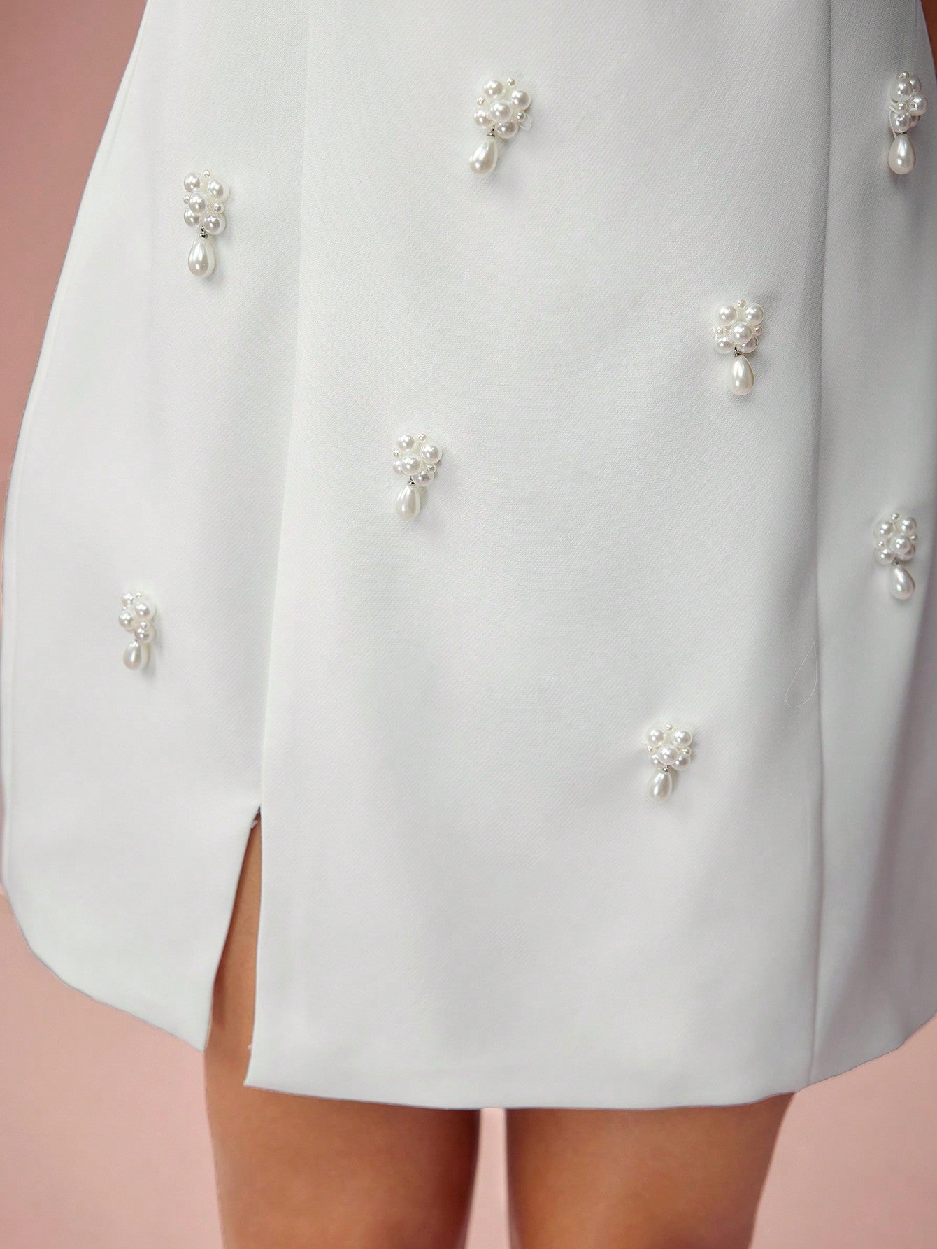 Sleeveless Mini Dress with Pearl Decoration for Birthday, Holiday, Daily Commuting, and Garden Parties