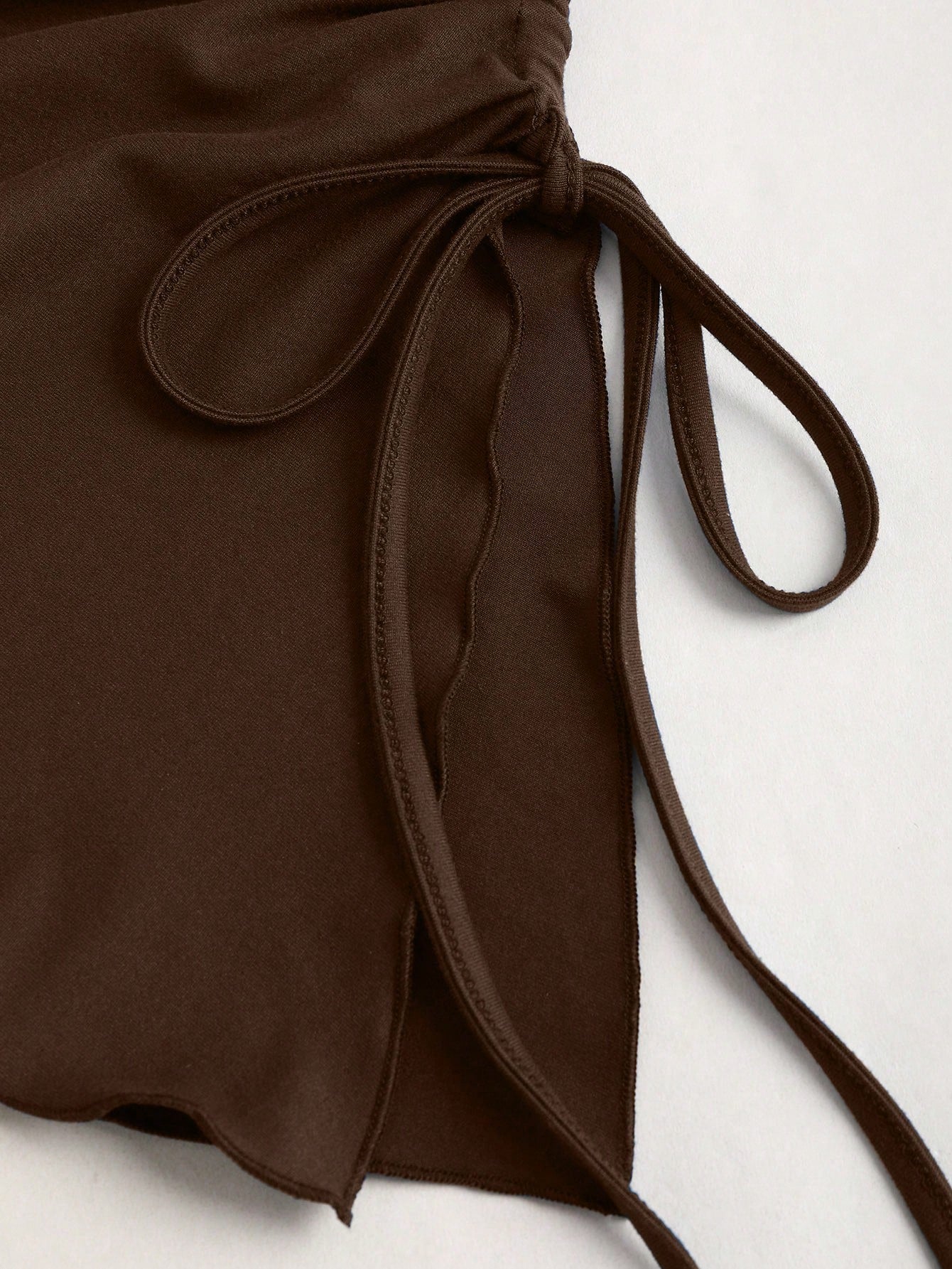 Solid Color Mini Dress Neutral Color Single Piece Drawstring Asymmetrical Hem Design For Casual Wear