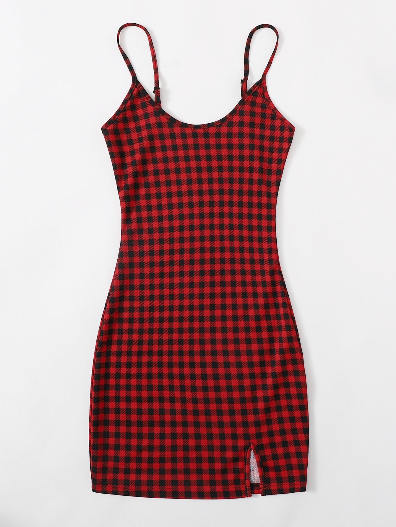 Plaid Pattern Mini Dress Neutral Color Single Piece Sleeveless Cami Design For Casual Wear