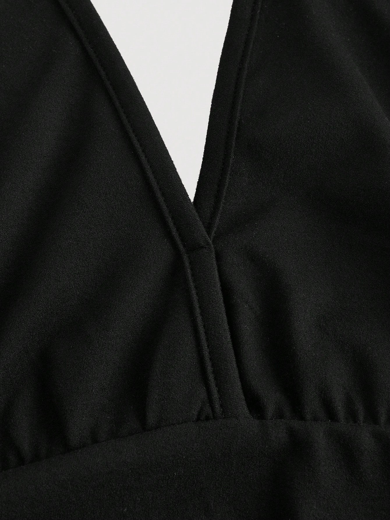 Solid Color Dress Neutral Color Single Piece Halter Top V Neck Design Waist Detail For Casual Wear