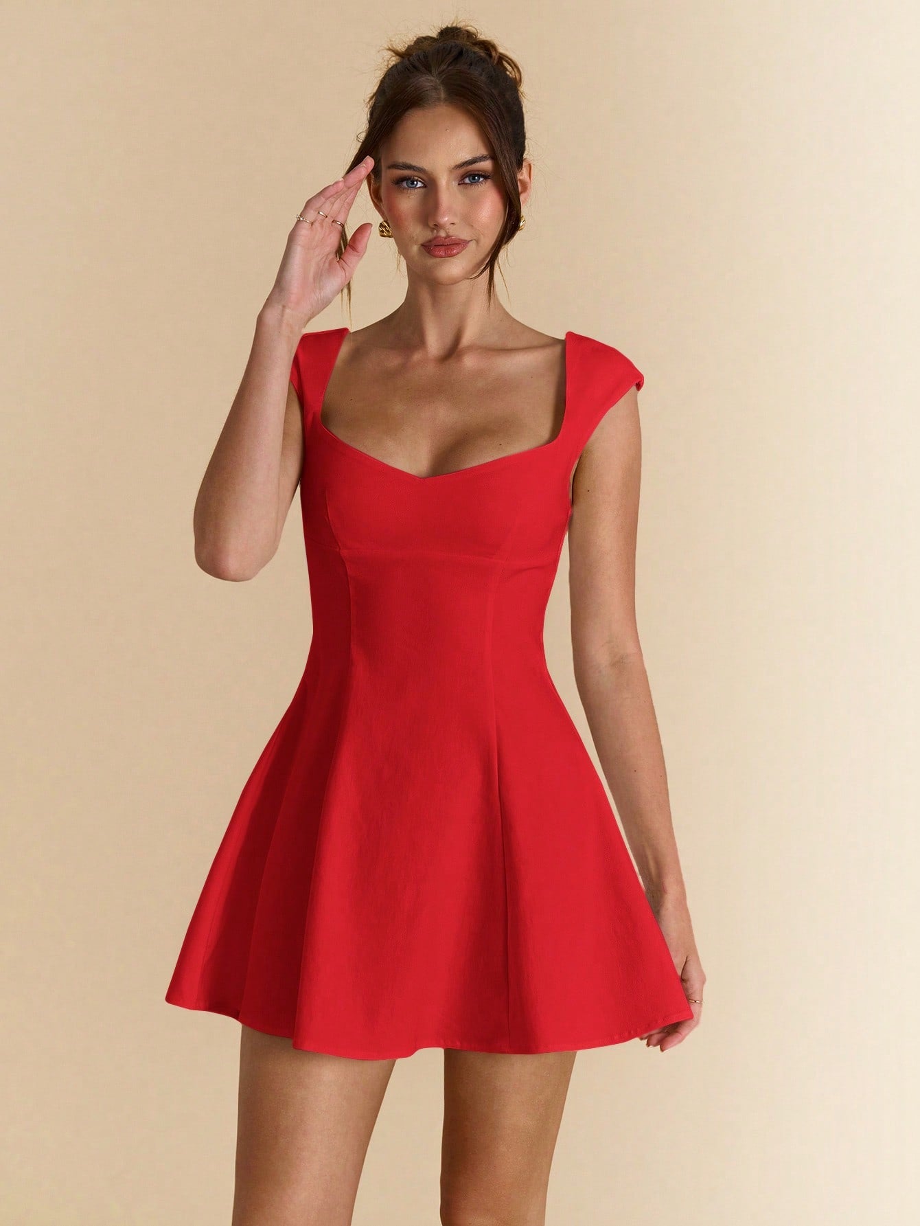 Square Neck Open Back Flowy Dress for Spring and Summer Wear