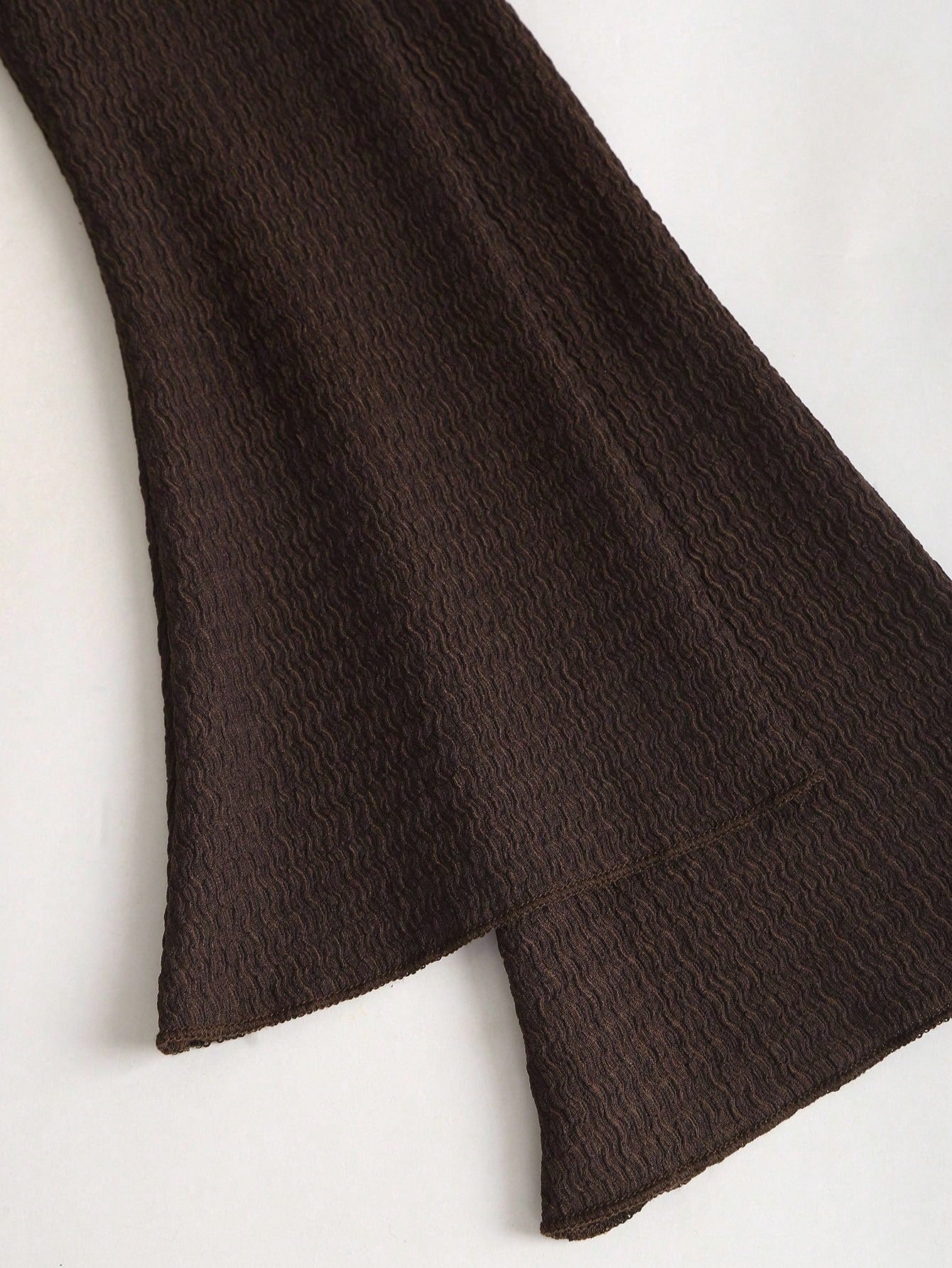 Solid Color Dress Neutral Color Single Piece Flare Sleeve Waist Detail Design For General Occasions