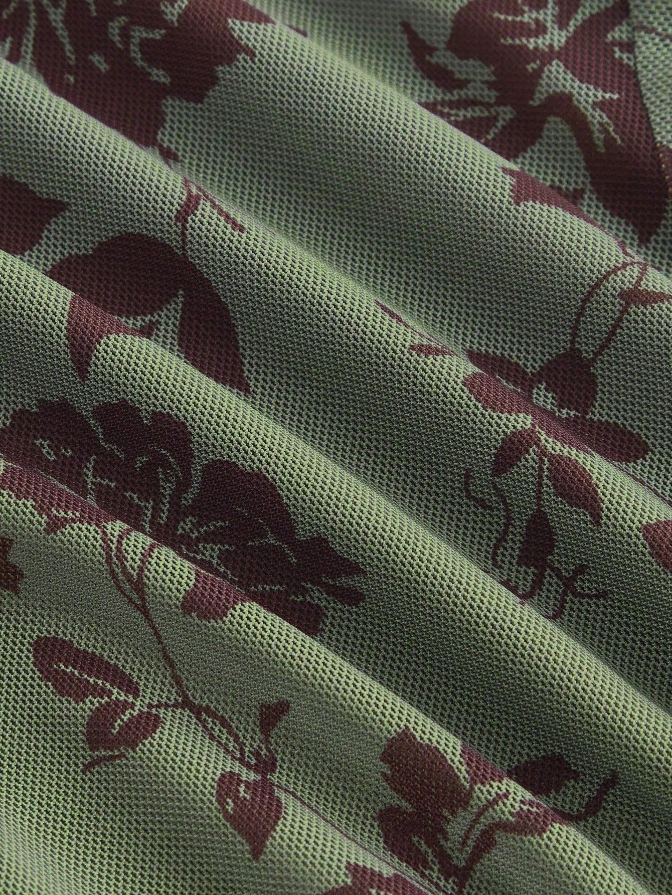 Floral Pattern Short Dress Olive Green Color Single Piece Short Sleeve Design For Daily Styling