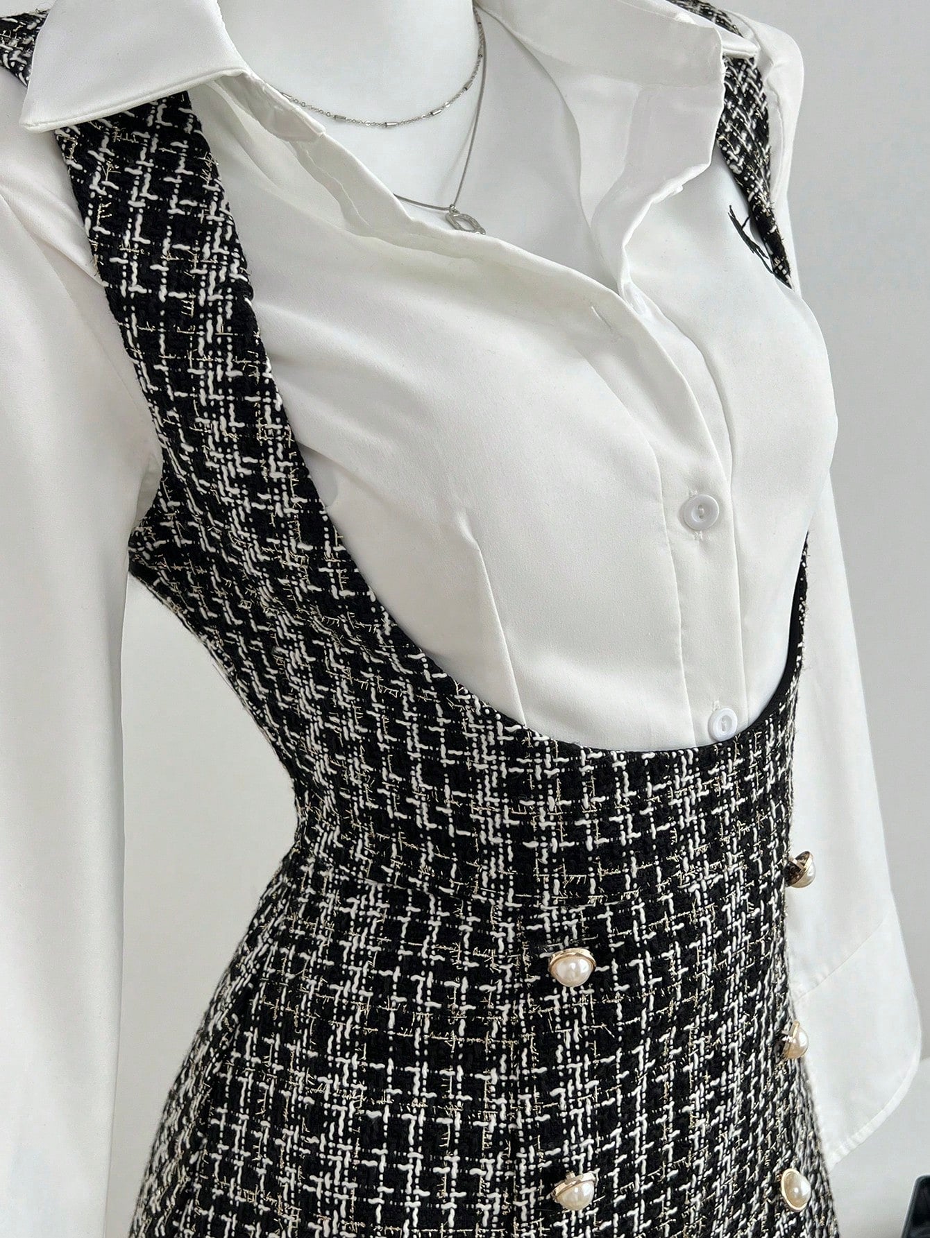 Women’s Woven Fabric Shift Dress, Sleeveless Design, Plaid Pattern, 1 Piece, For Commuting Wear