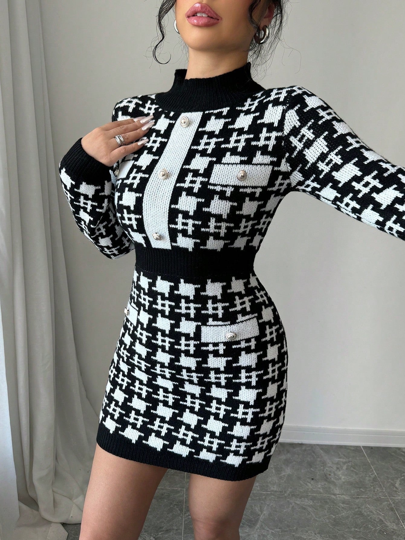 Women’s Knit Fabric Sweater Dress, Long Sleeve Round Neck Design, 1 Piece, For Autumn and Winter Wear