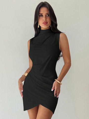 White Flower Bud Hem Dress with Smooth Fabric Finish Suitable for Office and Daily Wear