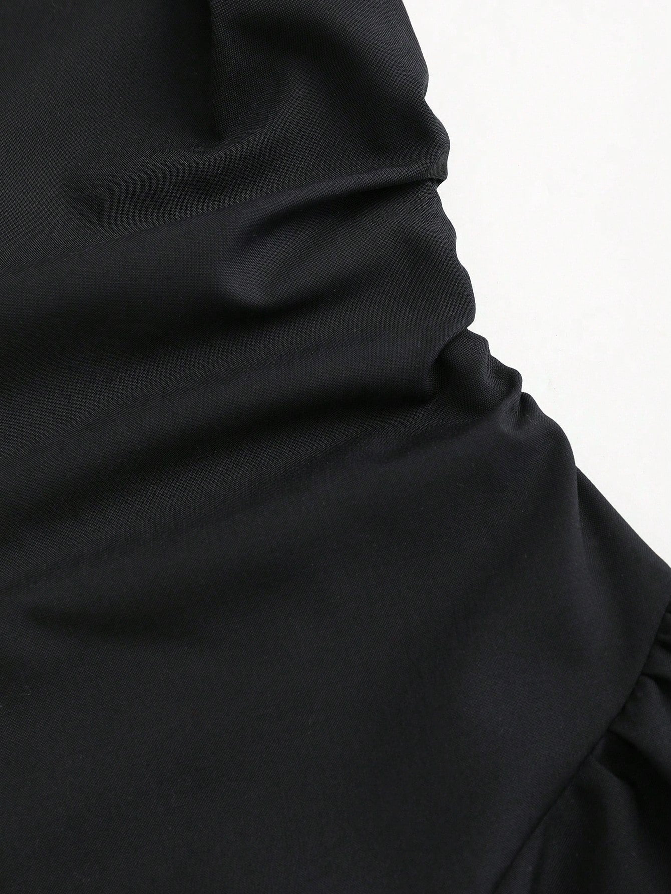 Women’s Woven Fabric Shirt Dress, Long Sleeve Design with Ruched Detail, Solid Pattern, 1 Piece, For Autumn Wear