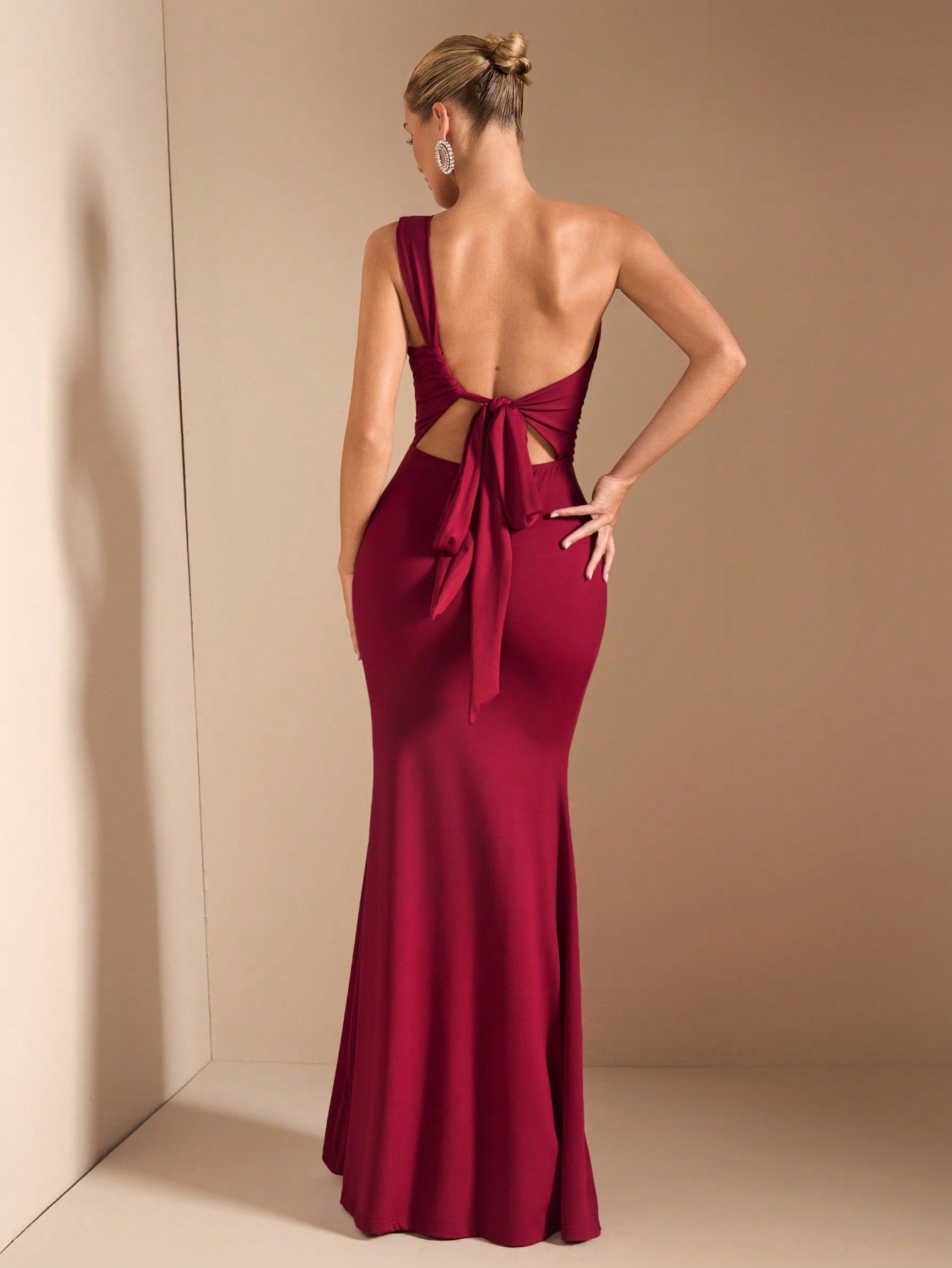 Asymmetric Neck Tied Spaghetti Strap Long Dress for Casual Outings and Evening Events