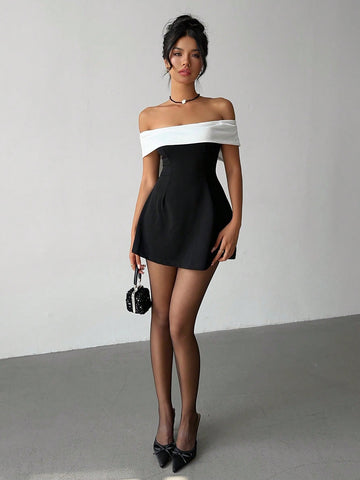 Off-Shoulder Bow Detail Dress for Graduation and Special Occasions