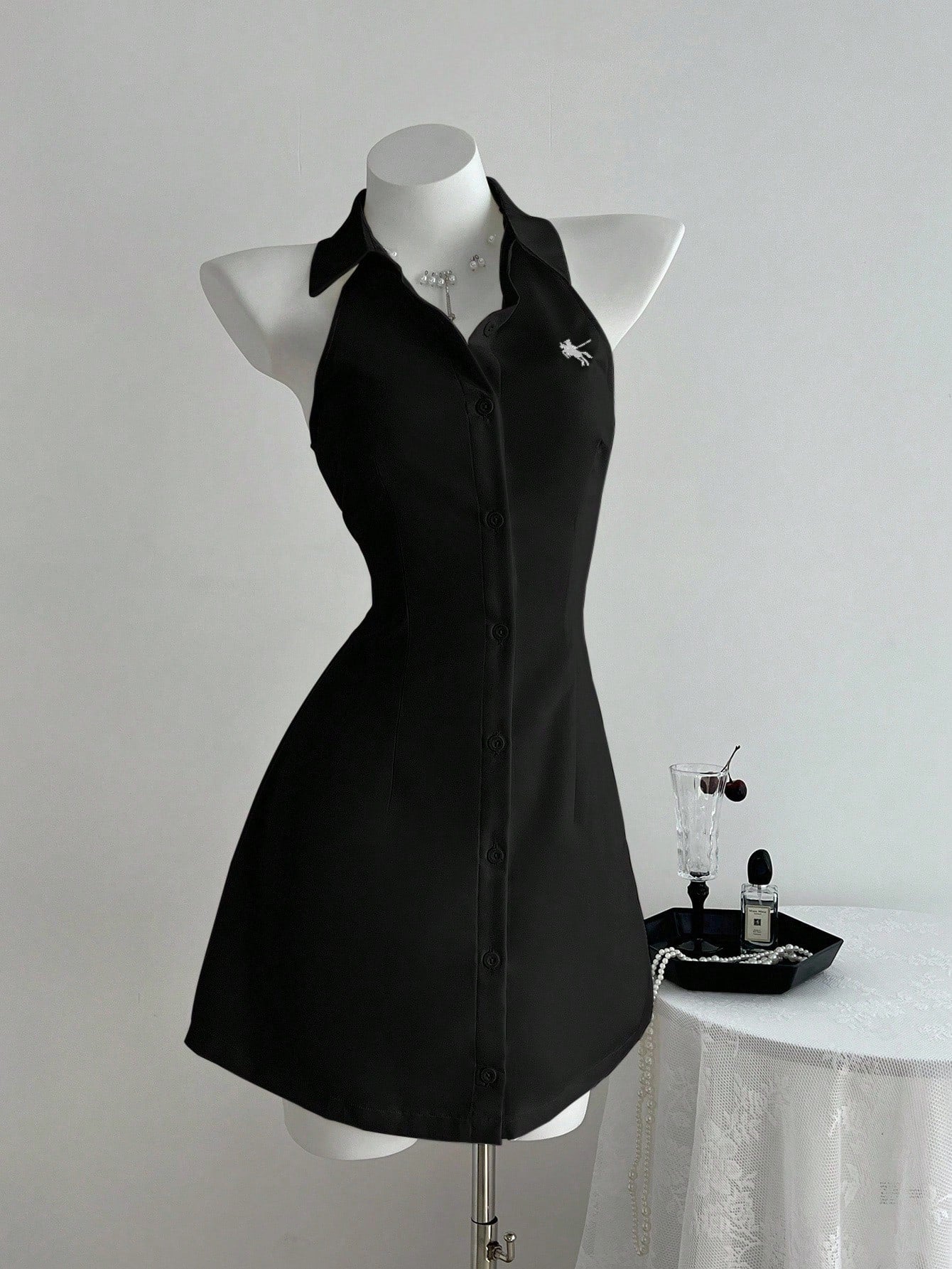 Women’s Woven Fabric Sleeveless A-Line Dress, Embroidered Detail, 1 Piece, For Spring and Summer Wear