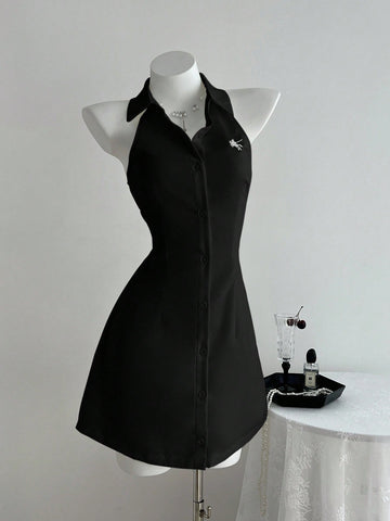 Women’s Woven Fabric Sleeveless A-Line Dress, Embroidered Detail, 1 Piece, For Spring and Summer Wear