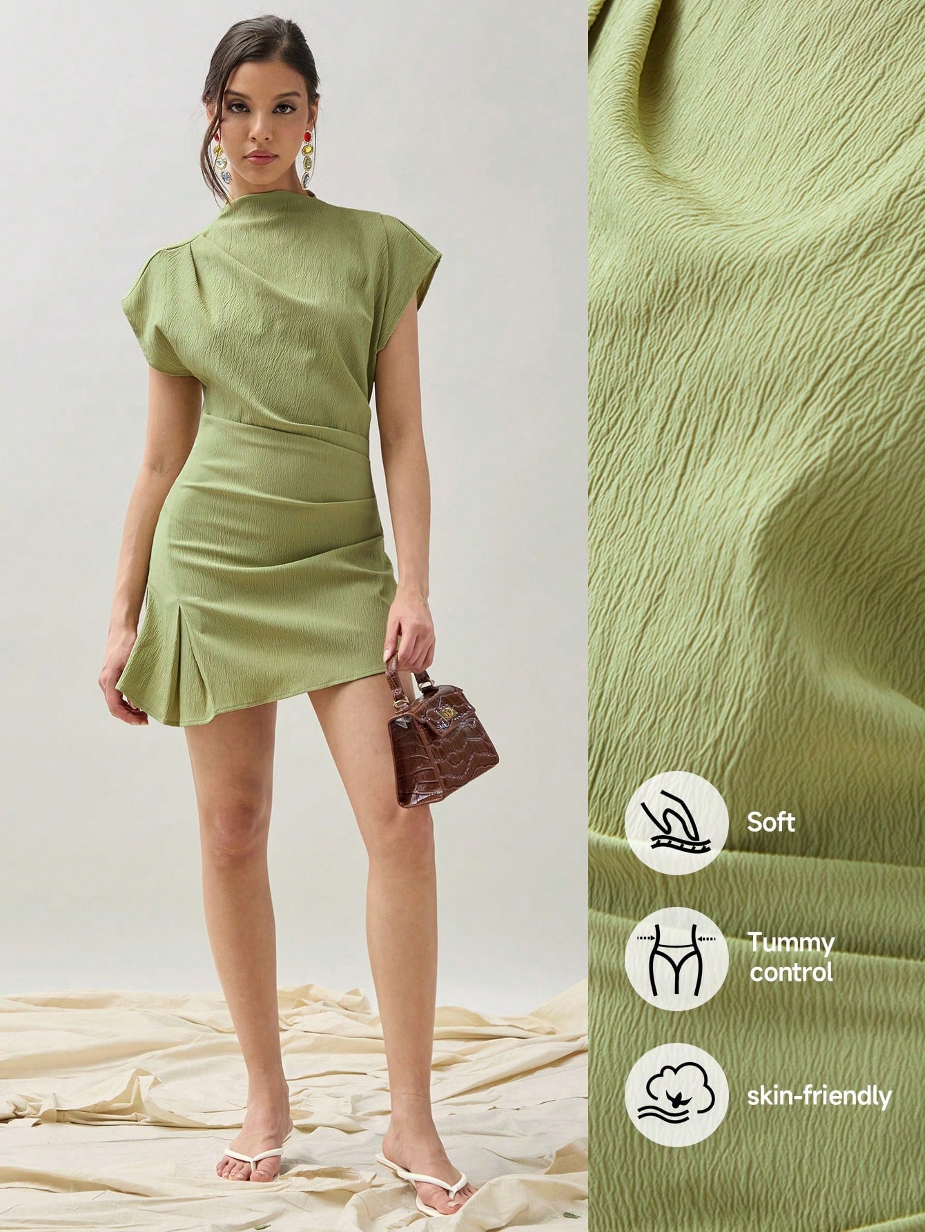 Women’s Woven Fabric Shirt, Long Sleeve Design, Wrinkle Texture, 1 Piece, For Daily Wear