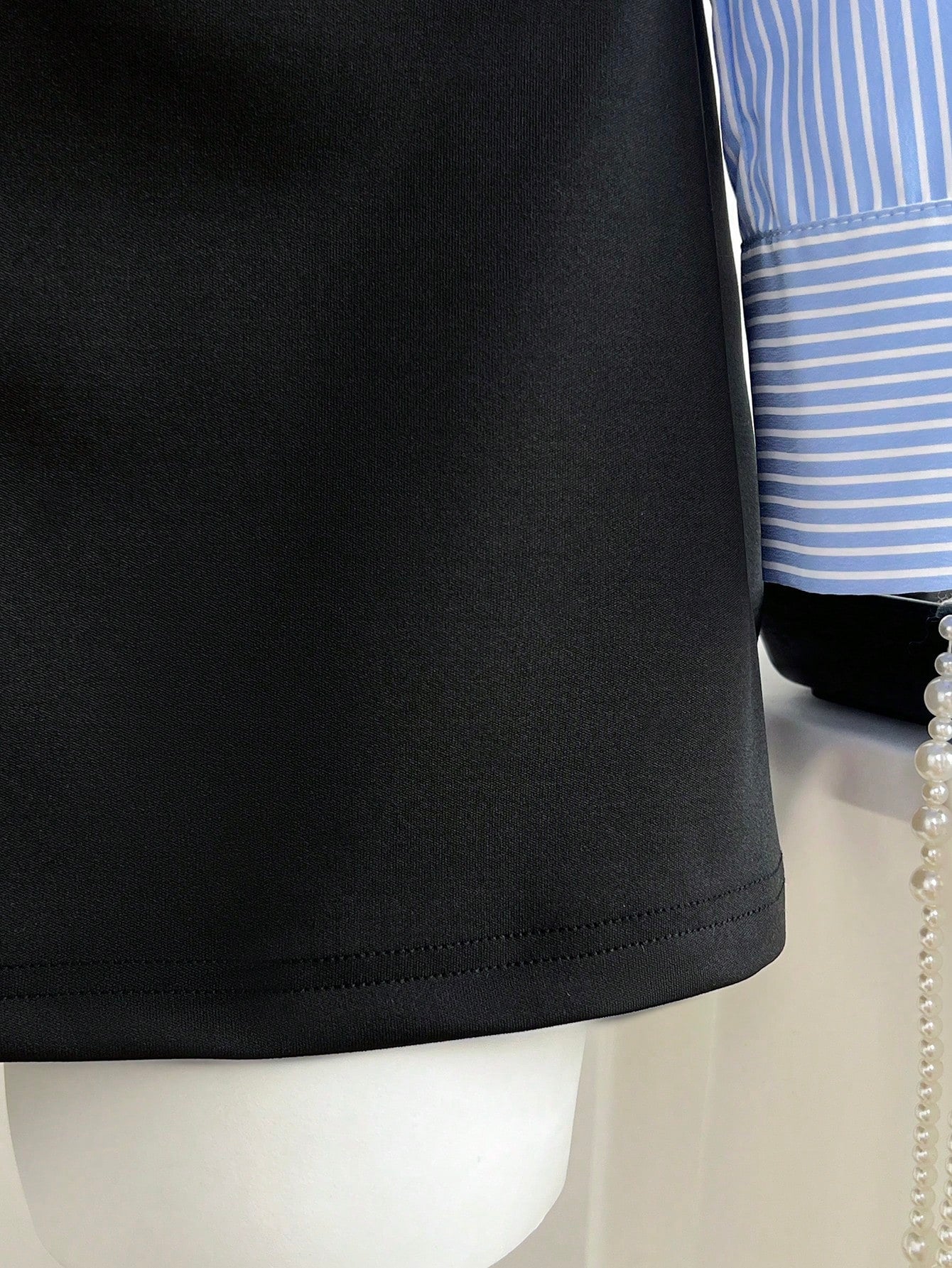 Women’s Woven Fabric Short Dress, Long Sleeve Design with Tie Detail, Color Block Striped Pattern, 1 Piece, For Autumn and Winter Wear
