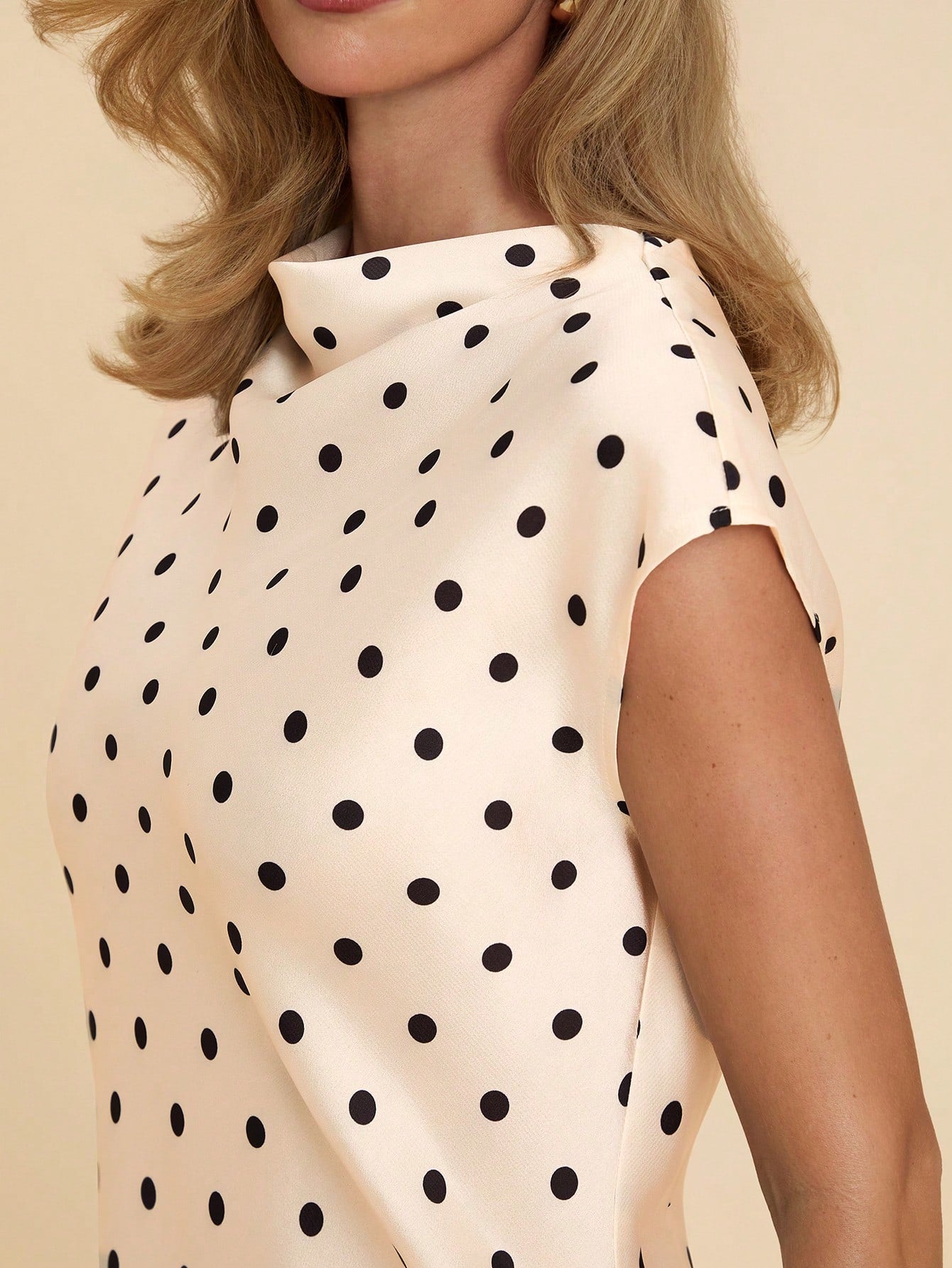 Women’s Satin Fabric Mini Dress, Polka Dot Pattern, 1 Piece, For Daily and Commuting Wear