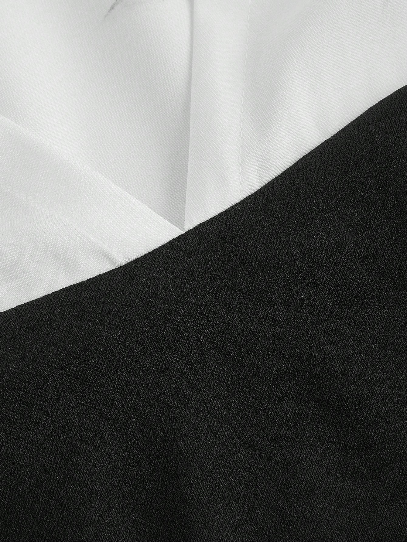 Black and Blue Color Block Shirt Dress with Puff Sleeves Short Length for Everyday Wear