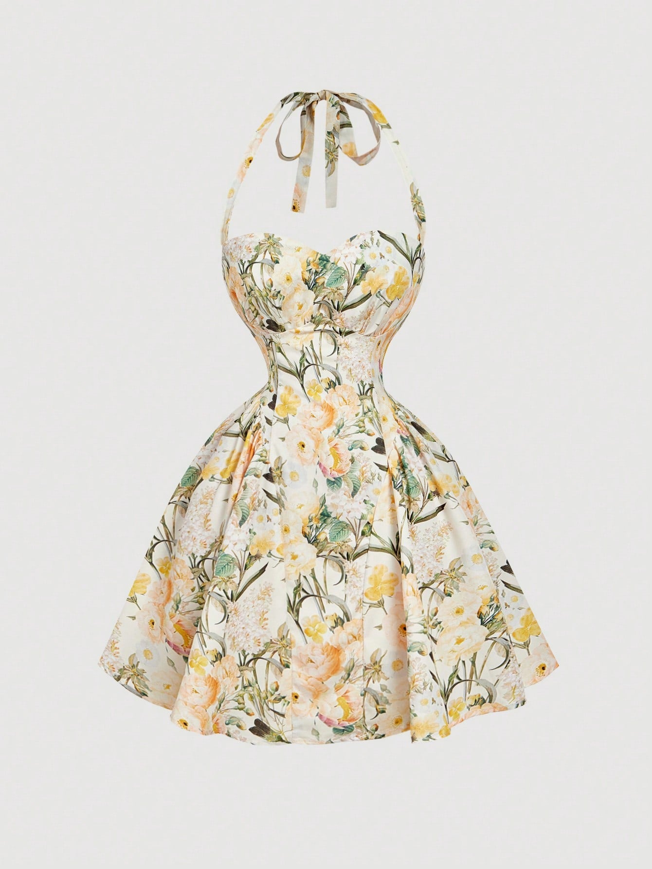 Polka Dot Pattern Long Dress Neutral Color Single Piece Bandeau Design For General Occasions