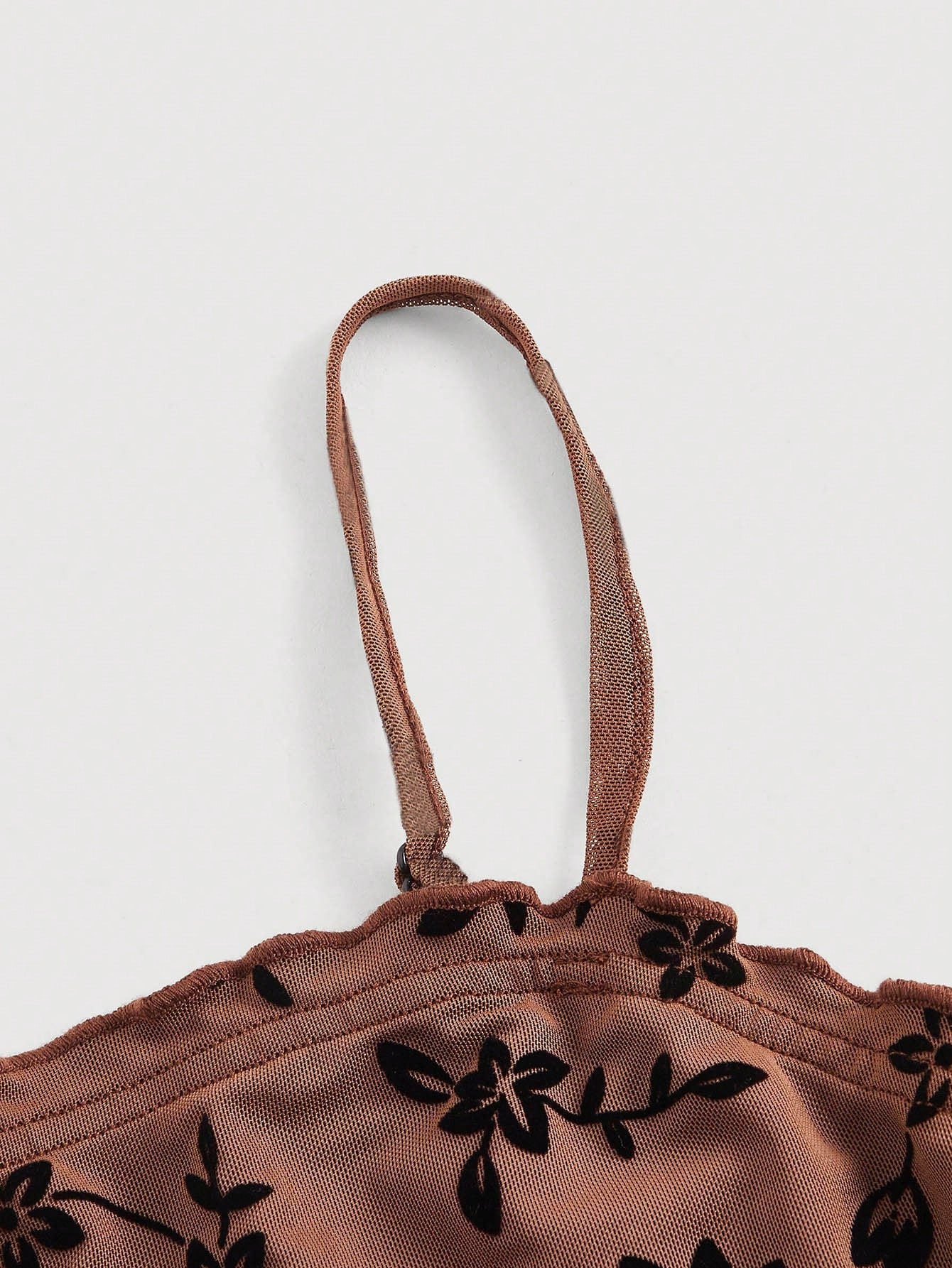 Floral Print Mesh Dress Neutral Color Single Piece Sleeveless Cami Design For Daily Styling