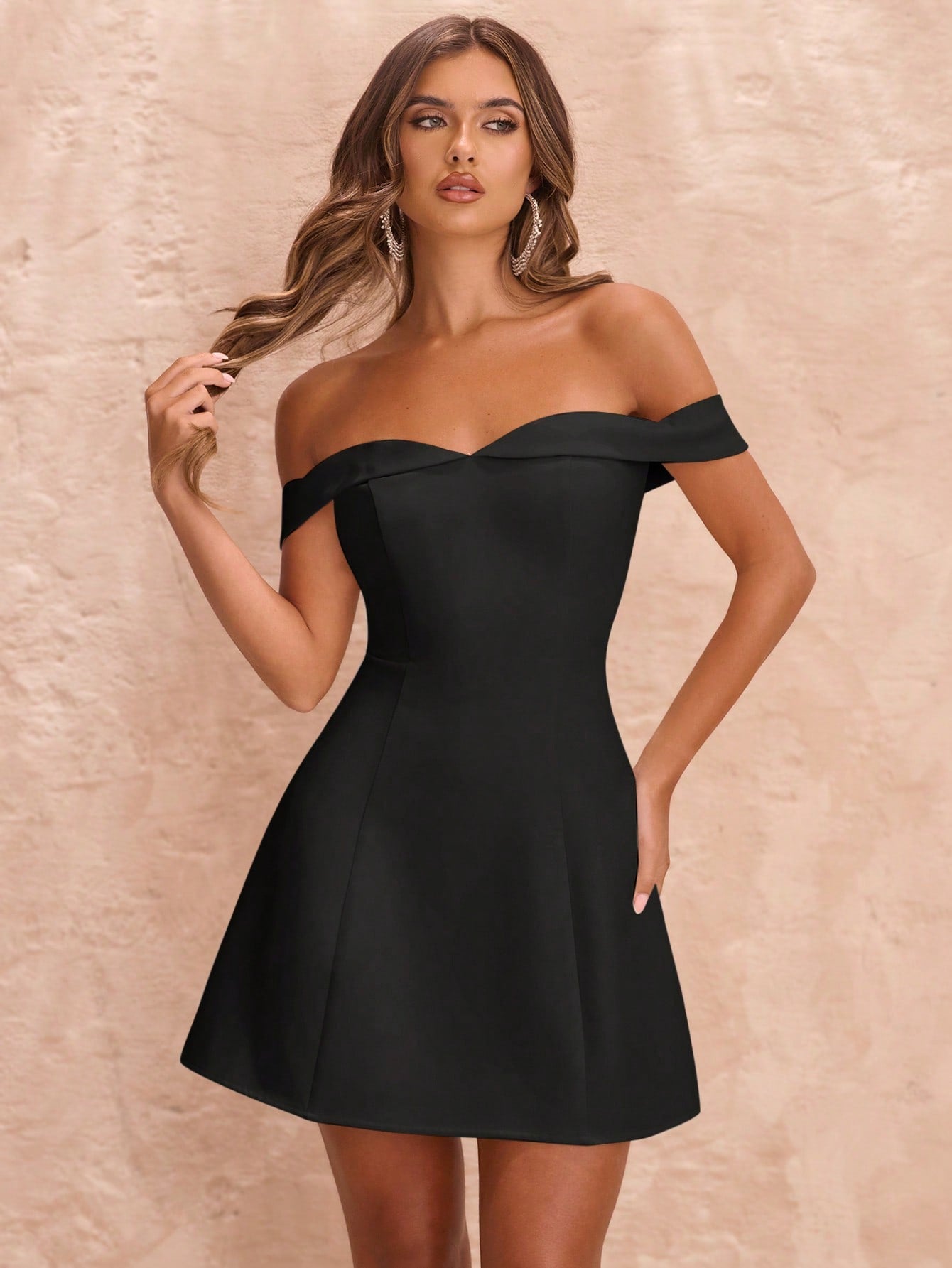 Off-Shoulder Slim-Fit A-Line Mini Dress for Spring, Summer, Dates, and Weddings