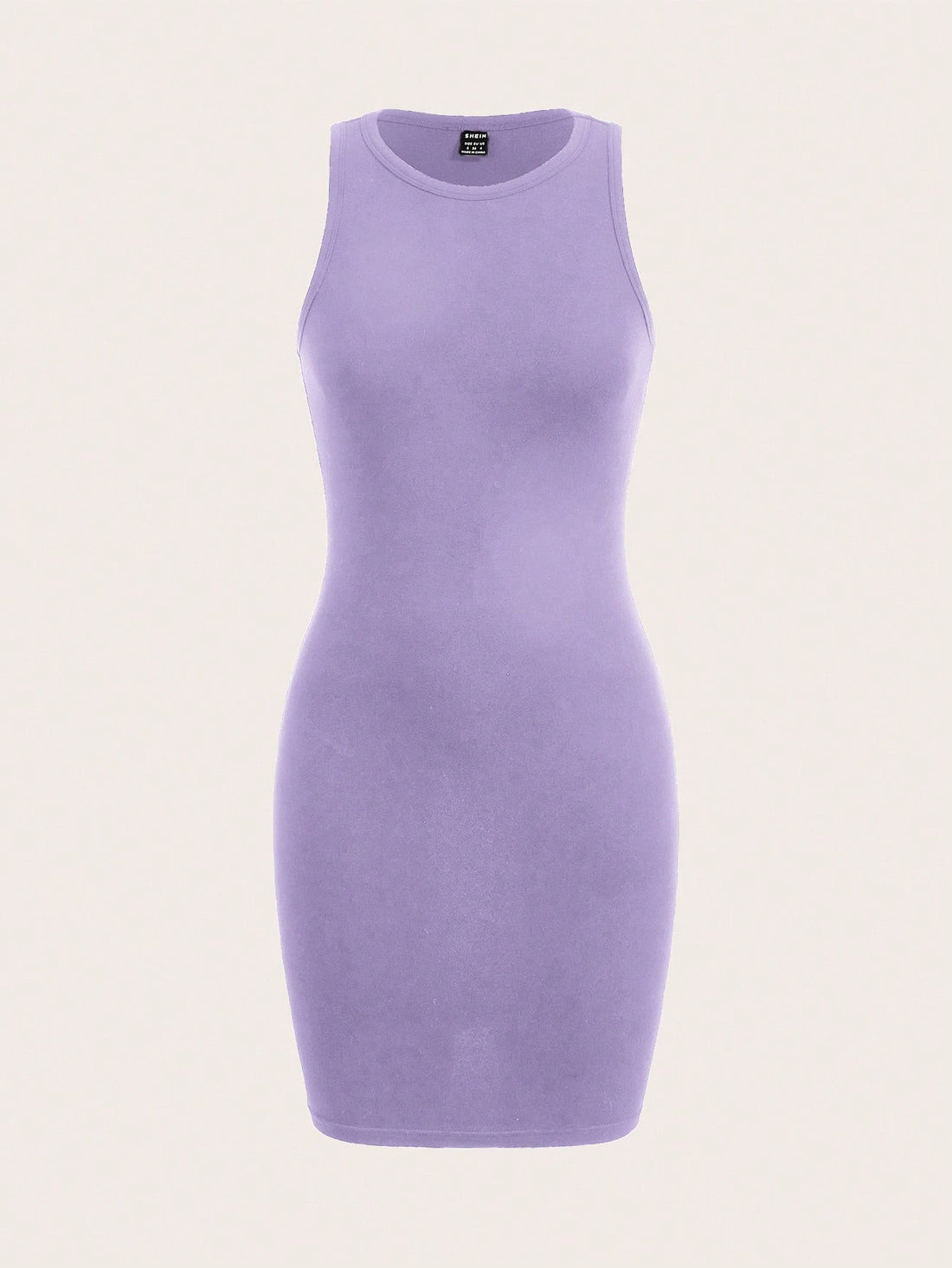 Solid Color Mini Dress Neutral Color Single Piece Round Neck Sleeveless Design For Daily Styling