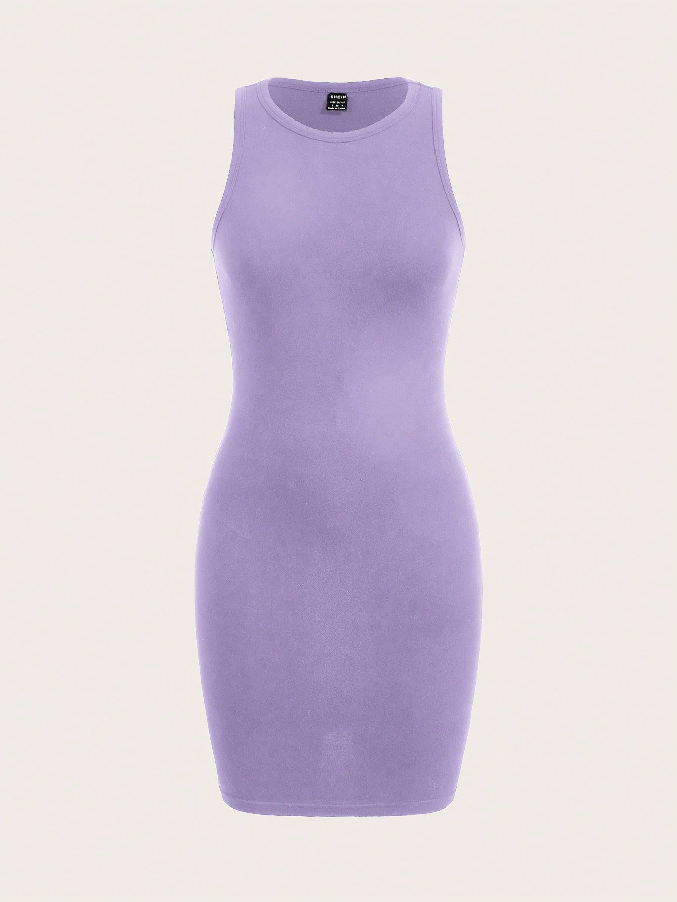 Solid Color Mini Dress Neutral Color Single Piece Round Neck Sleeveless Design For Daily Styling