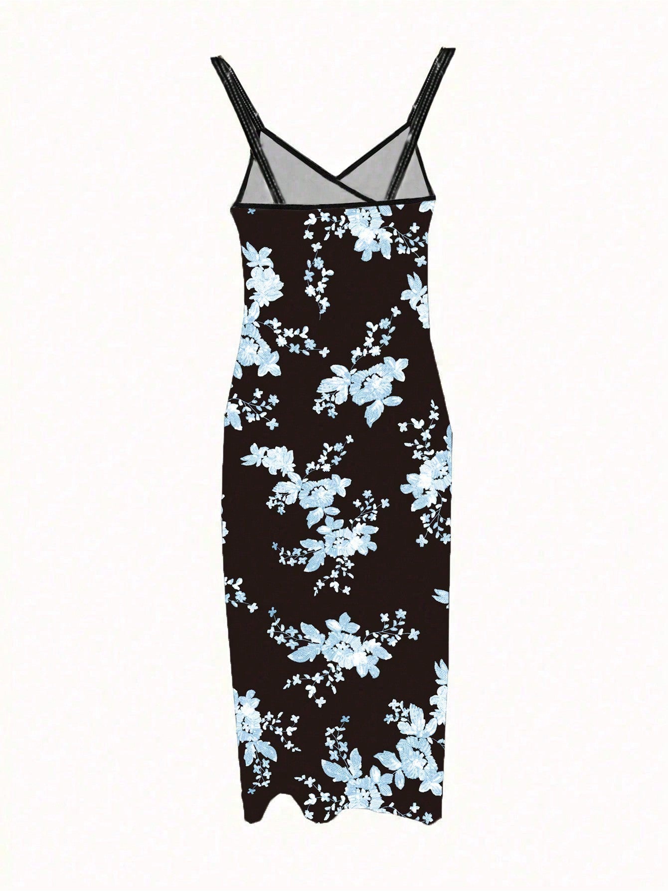 Women’s Floral Print Spaghetti Strap Cross-Back Maxi Dress, High Waist Design, Single Piece, For Daily Styling