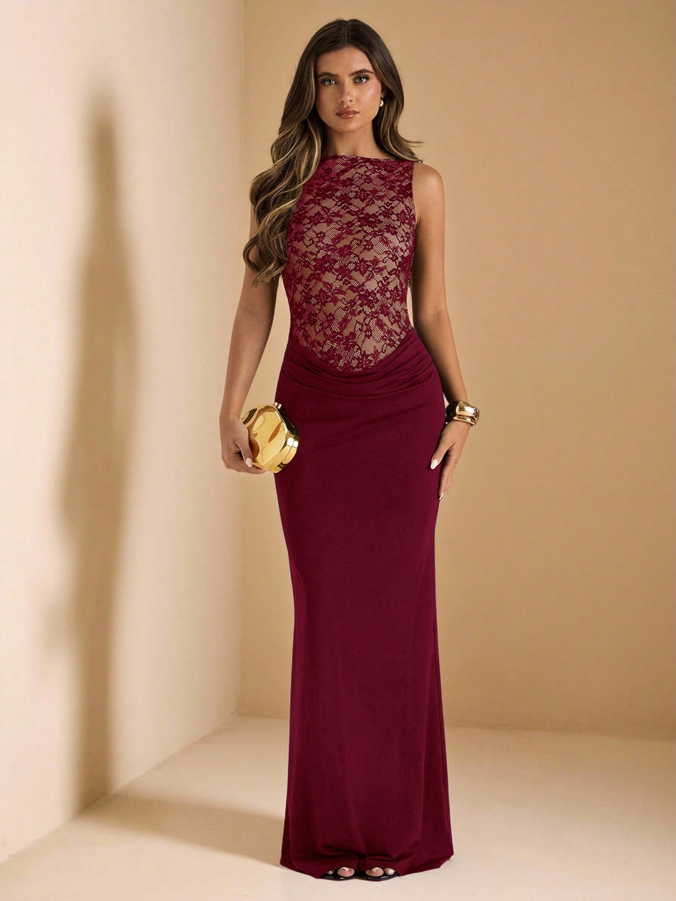 Black Sleeveless Lace Patchwork Mermaid Dress for Weddings and Special Occasions