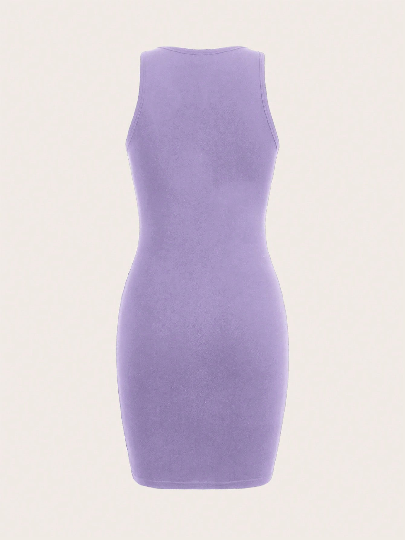 Solid Color Mini Dress Neutral Color Single Piece Round Neck Sleeveless Design For Daily Styling