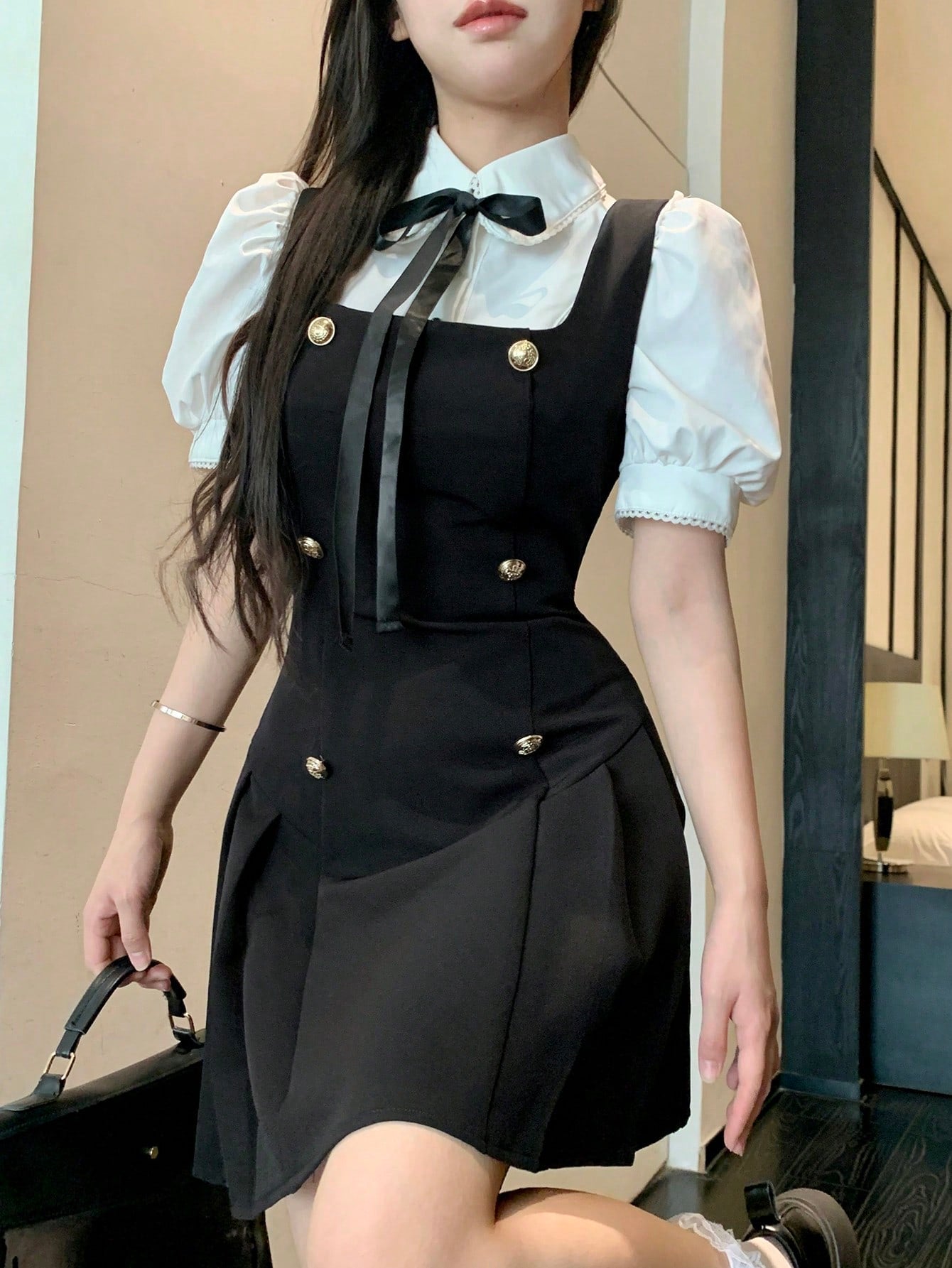 Women’s Woven Fabric Dress, Sleeveless Buckle Detail Design, 1 Piece, For Seasonal Everyday Wear