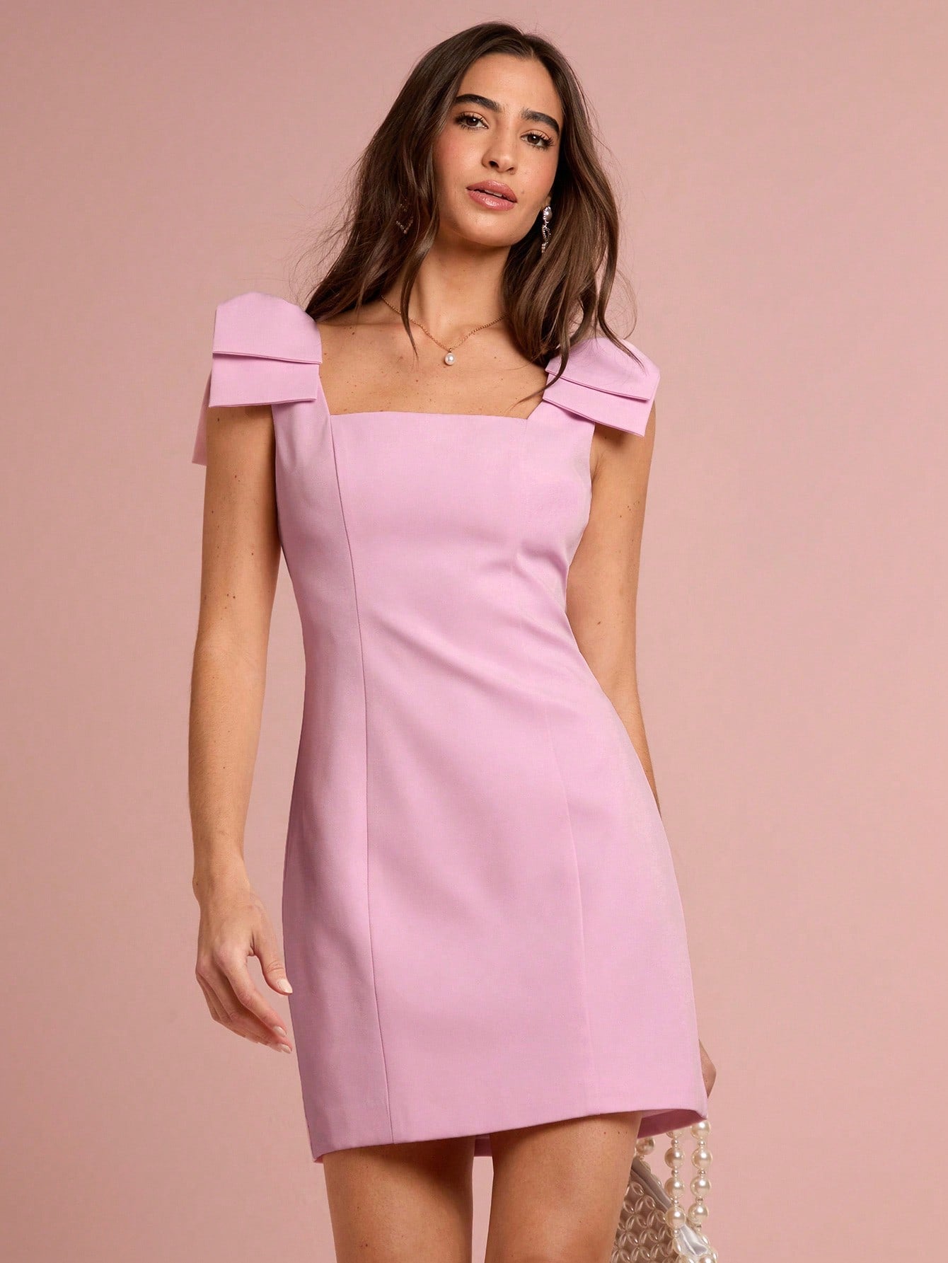 Women’s Woven Fabric Sleeveless Mini Dress, Solid Pattern, Simple Silhouette, 1 Piece, For Summer Wear