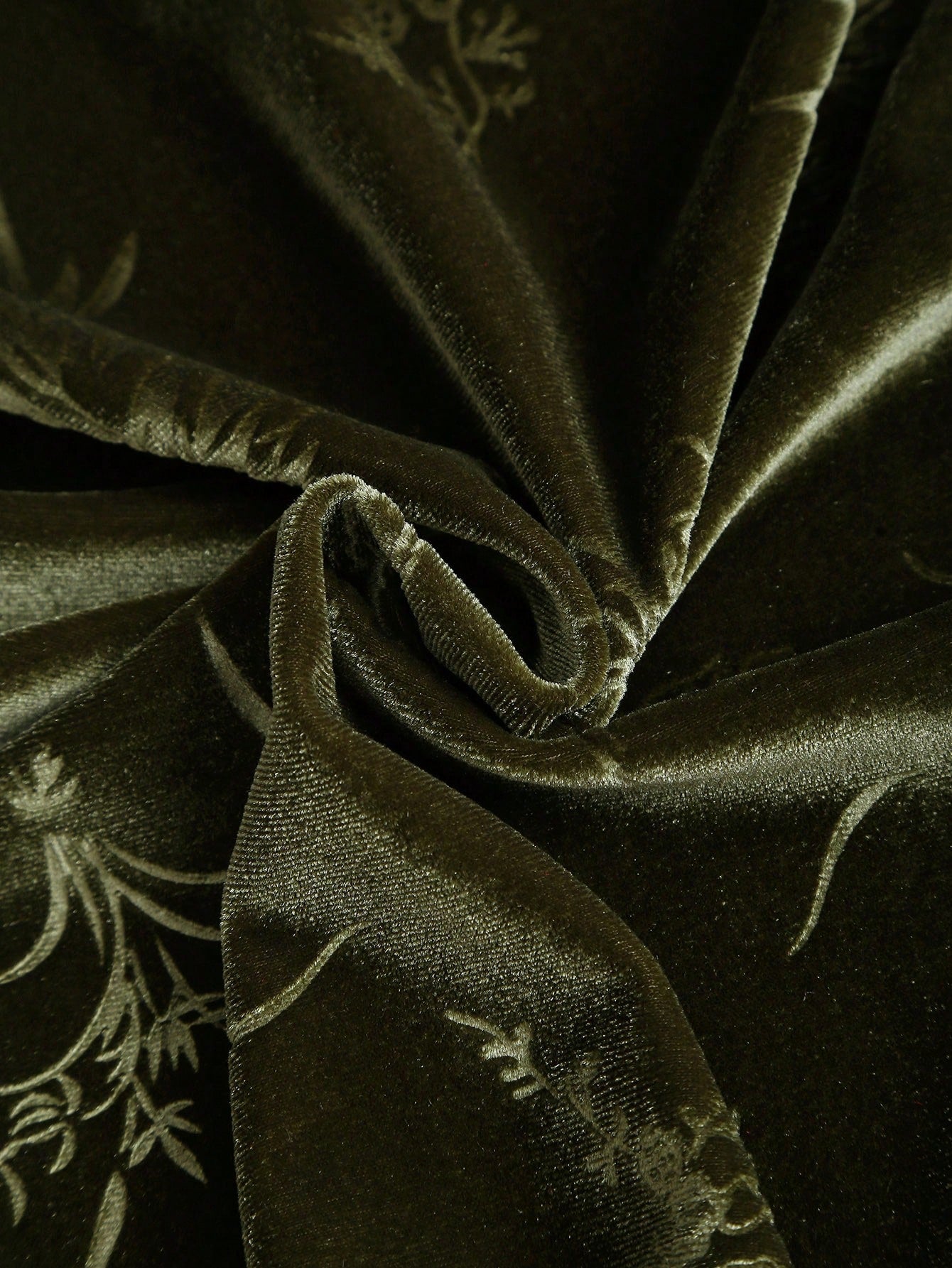 Velvet Fabric Dress Olive Green Color Single Piece Pleated Print Sleeveless Strap Design For General Occasions