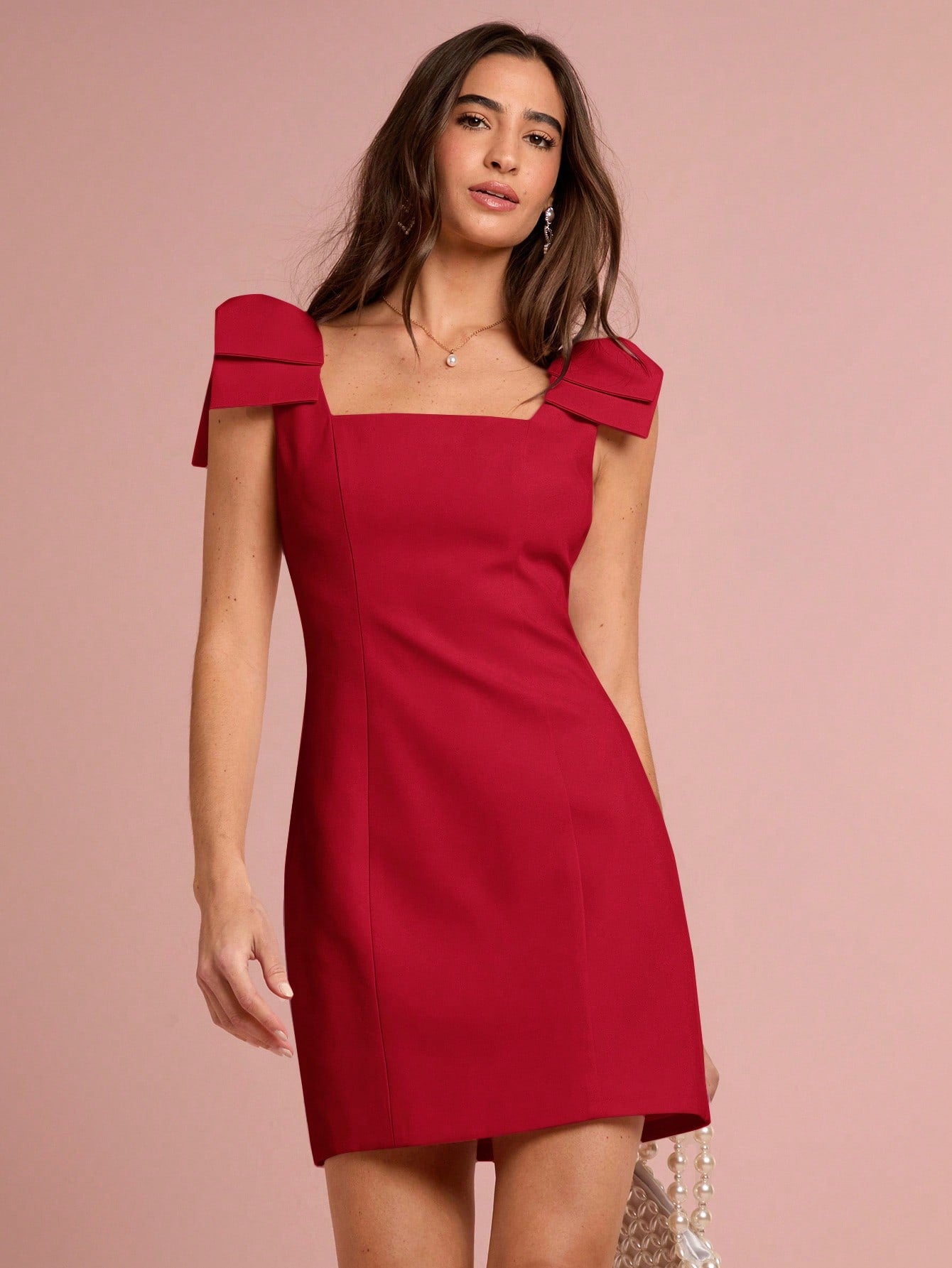 Women’s Woven Fabric Sleeveless Mini Dress, Solid Pattern, Simple Silhouette, 1 Piece, For Summer Wear